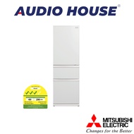 MITSUBISHI MR-CGX41EX-GWH-P  328L 3 DOOR FRIDGE  GLASS WHITE  3 TICKS   W600xH1698xD660MM  1 YEAR WA