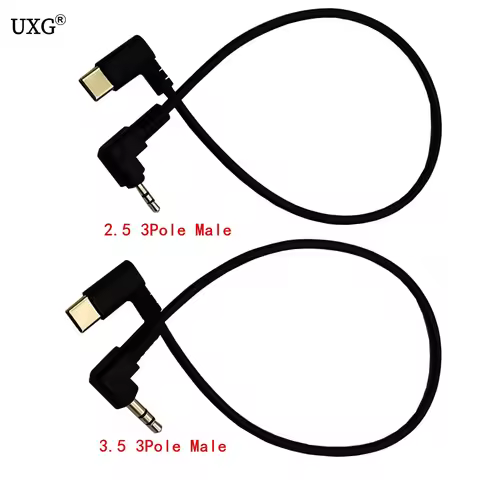 3.5mm & 2.5mm Audio to USB C Cable 90 Degree angle USB Type-C to 2.5 3.5 mm elbow Male AUX Headphone