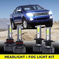 สำหรับ Ford Ranger (T6) ปี2012-2018 - 6000K ไฟหน้า LED ชุดหลอดไฟตัดหมอก4ชิ้น plug and play