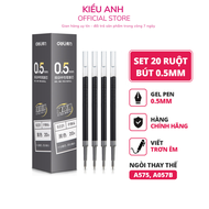 Combo 20 ruột bút GEL S221 Deli 0.5mm dùng cho bút bi nước A575 viết trơn tru phù hợp học sinh văn p