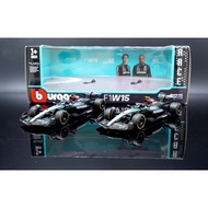 [MASH] Bburago Exquisite Edition 1/43 Mercedes W15 F1 2024 44 63 Dual Car Set