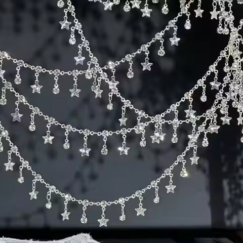 0.5M1M Printing Star Rhinestone Copper Chain Handmade Bracelet Necklace Clothing Matching Chain for 