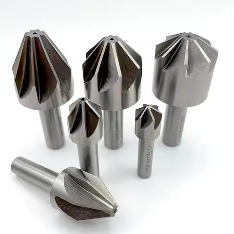 RSMXYO 6-50mm HSS 6/8 Flute 60/90/120 Degree Chamfer Countersink Drill Bits(6/8/10/12.5/14/16/18/20/