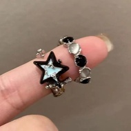 2Pcs Women Sweet Cool Black Star Ring Finger Rings