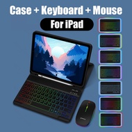 GOOJODOQ iPad Keyboard with Case with Pencil Holder Wireless Bluetooth Keyboard and Mouse Combo Back