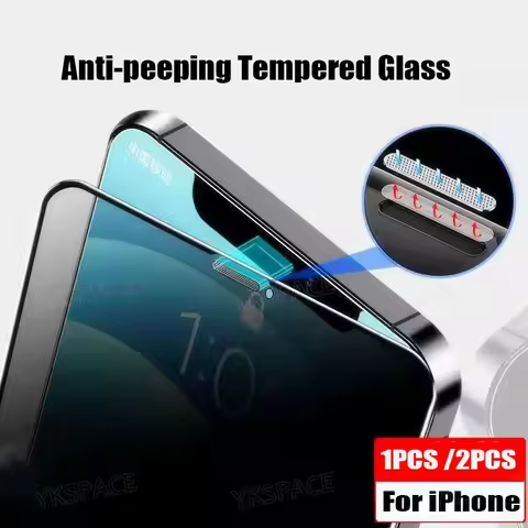 2Pcs Dust Filter Privacy Tempered Glass for iPhone X XR XS 11 12 13 mini 14 15 16E 16 Pro Max 7 8 Pl