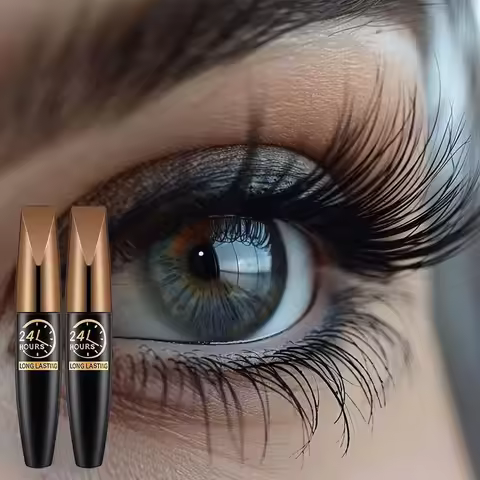 2pcs/set 8D Curling Waterproof Mascara Long Lasting Fiber Formula Boosts Lash Volume & CurTravel-fri