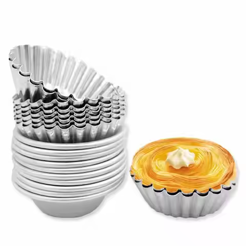 20PCS round Baking Dishes Aluminum Egg Tart Muffin Cupcake Cookie Mini Pie Mold Flower Cake Tin for 