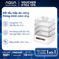 AQUA ES101 15L multi-function steamer hot pot, 3-layer pot, touch control, 120-minute timer, 6 modes
