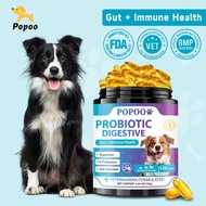 Popoo Probiotic for Dogs Gut Health Dog Digestive Care Dog Treats Probiotic Supplement 120 Softgels