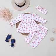 0-18 Months Isvara Baby Girl Oneset Set by Mybee Free Bandana