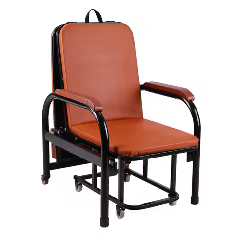 Medical Recliner Chair Hospital Chair Companion Chair Folding Attendant Chair Steel Frame Leather Su