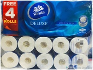 [CHEAPEST! FREE SHIPPING] 16 rolls + FREE 4 rolls VINDA DELUXE Smooth Feel Toilet Tissue Roll (20 rolls)
