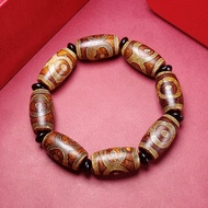 Gelang Jed Agate Dzi Beads Natural Tibetan Agate Dzi Beads Bracelet Three-Eyed Dzi Beads Bracelet Br