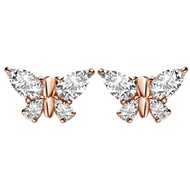 Merii ต่างหูเงินแท้ 925 ชุบโรสโกลด์ ประดับเพชร CZ ดีไซน์รูปผีเสื้อ : ต่างหูผีเสื้อ มินิมอล Papillon 