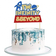 1Pc Two Infinity And Beyond Cake Topper, Outer Space Buzz Theme 2 Years Old Birthday Cake Topper, Ro