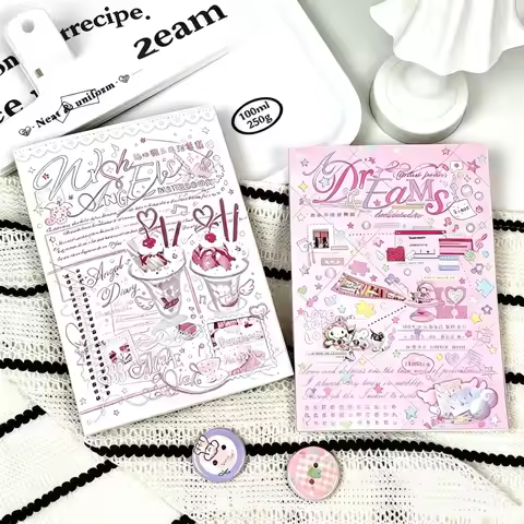 New Cute Korean Anime Sticker Book Girl Diary Cartoon Anime DIY Scrapbook Sticker Kawaii Decoration
