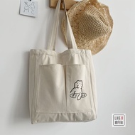 Reka bentuk niche gaya jepun gari beg bahu beg dongeng kipas sastera kapasiti besar kanvas