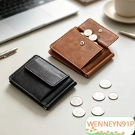 WENNEYN91P Leather Money Clip, PU Leather Coin Pocket RFID Blocking Wallet, Vintage Multi Card Slots