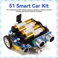 [R Q M U] 51 MCU Smart Car Diy Kit Ultrasonic Obstacle Avoidance Car Tracking Ranging Robot Programm