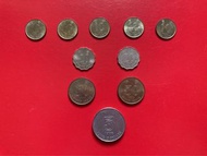 10枚1993-1998年香港洋紫荊壹毫至伍圓硬幣合售$18