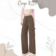 KGT CARGO Bamboo Slack P2 Cargo Bertali 230GSM 4 POCKETS Ladies Cargo Slack Pants Seluar Getah Cargo