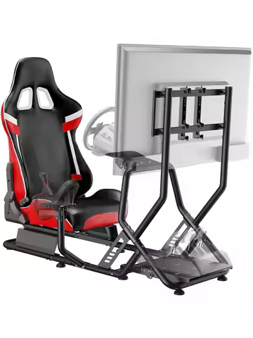 Racing Simulator Cockpit with Monitor Mount and Seat, Formula and GT Sim Racing Cockpit Compatible