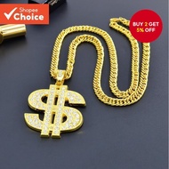 Dollar Sign Necklace for Men and Women - Trendy Gold Hip Hop Chain Jewelry for Unisex Gift Gold Neck