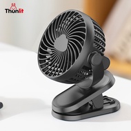 Thunlit Clip Table Fan 2400mAh USB Mini Rechargeable Car Clip Desktop Silent Dual Battery Fan