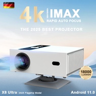Projector โปรเจคเตอร์หมุนได้ X8 Ultra 4K 900 ANSI 18000Lumens AutoFocus FIntexPro Android 11.0 โปรเจ
