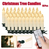 10Pcs Christmas Tree Candles LED Taper Candle Sticks Flameless Candlesticks with Clip Remote Timer Floating Candles
