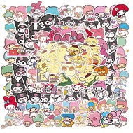 SANRIO Set 200/100/50 Nhãn Dán Hình Mèo Hello Kitty Kuromi My Melody Đáng Yêu Trang Trí Laptop