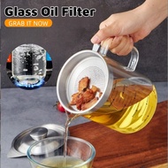 1000/1500ML Glass Oil Filter Large Capacity Oil Jug Oil Bottle With Lid Kitchen Fine Mesh Cooking