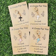 4pcs Mini Cross Keychains With Inspiring Card, Meaningful Cross Pendant - Ideal Gift For Family & Fr