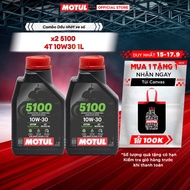 Combo 2 Dầu nhớt xe máy Motul 5100 4T 10W30 1L
