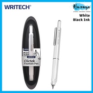 [HUANYO] Writech Clictek Retractable Fountain Pen Set - Fine Nib with 5 Ink Cartridges (Black/Blue I