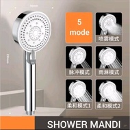 5 Mode Black and Silver Shower Head