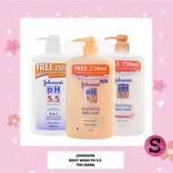 Johnson's pH5.5 Body Wash Refill 2in1 Almond Oil Honey,  750+250ml