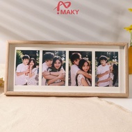 [MAKY] 8x20 Wood Picture Frame - 8x20 Photo Frame With Mat Display 4Pcs 4x6 Photos, 4x6 Picture Fram