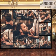 Custom Haircut And Beard Grooming Photos Collage 3d Photo Wallpaper Mural For Barber Shop Man Hair S