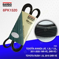 Bando Belt 6PK-1520 for Toyota Avanza J/E, 1.3L 1.5L, ( 2011 - 2020 ) 1NR-VE, 2NR-VE, Rush