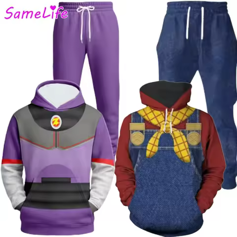 Cartoon Zurg Woody Cosplay Fantasy Hoodie Pants Plush Story Men Costume Disguise Halloween Adult Mal