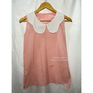 [READY Daily Kawaii Y2K Coquette Mori Goth Vintage Outfit] Sailor Top Blouse Outer Pink Peach Inner/