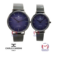Carlo Cardini 908G-BLK-5 908L-BLK-5 Analog Stainless Steel Bracelet Japan Quartz Jam Couple Watches 