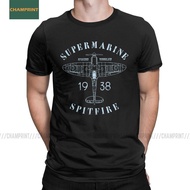 Spitfire Blueprint Men's T Shirts Fighter Plane WW2 War Pilot Aircraft Airplane Tee Shirt Short Slee