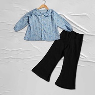 Baju One Set Anak Perempuan Lengan Panjang / Setelan Atasan Bunga dan Bawahan Model Cutbray Terbaru
