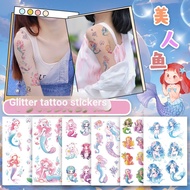 Dopamine Mermaid Glitter Glitter Glitter Sticker Arm Back Children Tattoo Sticker Waterproof Sweatpr