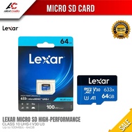 Lexar 64GB MicroSDXC Memory Card – Class 10 U3 V30 A1 | Reading Speed 100MB/s | 4K Video Record
