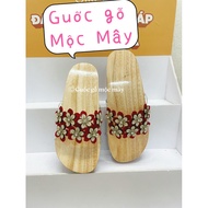 Super cute 2-inch wooden flower F1 wooden clogs - Moc rattan store