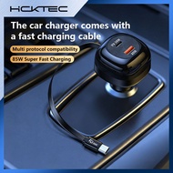 HCK 85W Car Charger Quick Charging PD3.0 USB Type C Retractable Extension Phone Charge Adapter For i